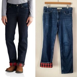 CARHARTT Original Fit Straight Leg Jeans Blaine Flannel Lined Dark Wash Size 12